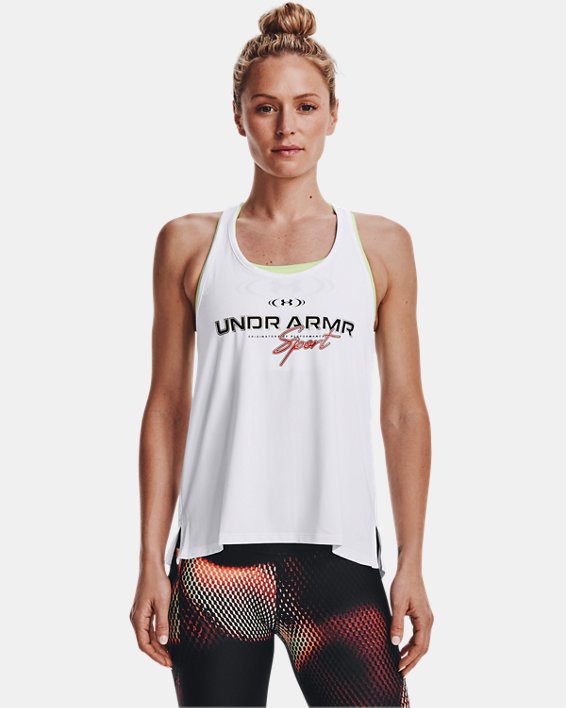Women's UA Knockout Graphic Tank, White, pdpMainDesktop image number 0